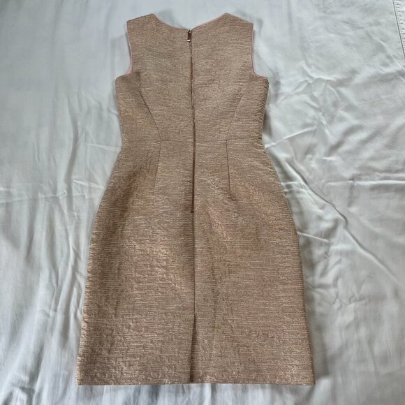 Kate Spade Light Pink Metallic Gold Shimmer Sleeveless Pencil Dress | Size 4 - Picture 5 of 7